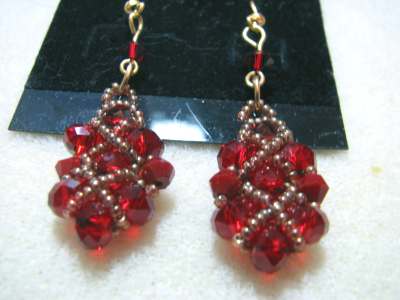 Red Quilted Earrings 2